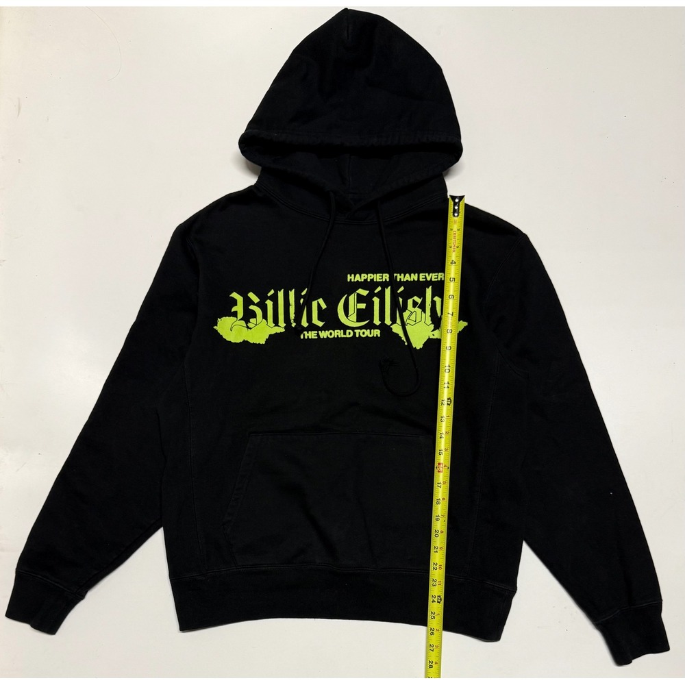 Billie Eilish Happier Than Ever World Tour 2022 Hoodie Black Neon Green Large